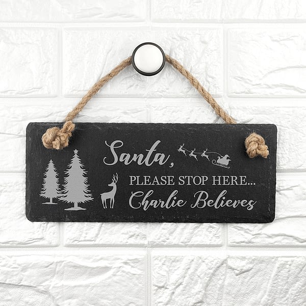 Personalised We Believe Slate Hanging Sign