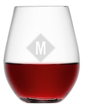 LSA Monogrammed Stemless Red Wine Glass