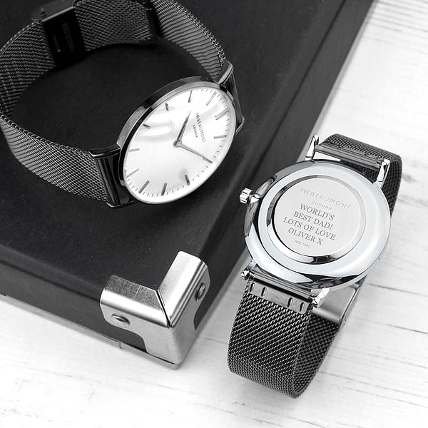 Personalised Men's Metallic Charcoal Grey Watch