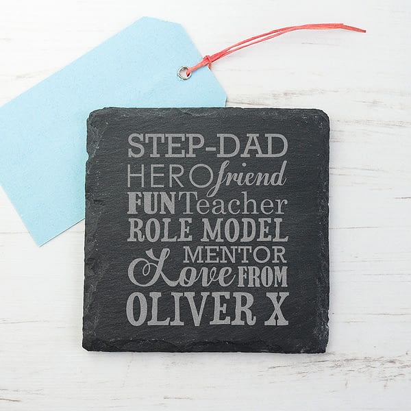 What A Step-Dad Means Square Slate Keepsake