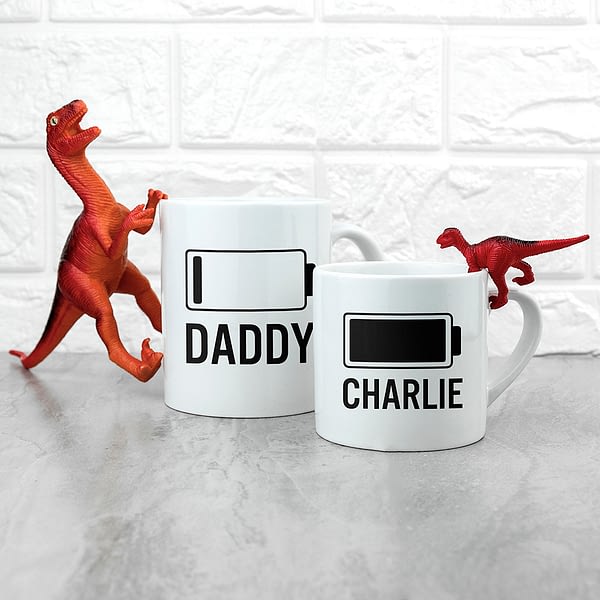 Personalised Daddy & Me Low Battery Mugs