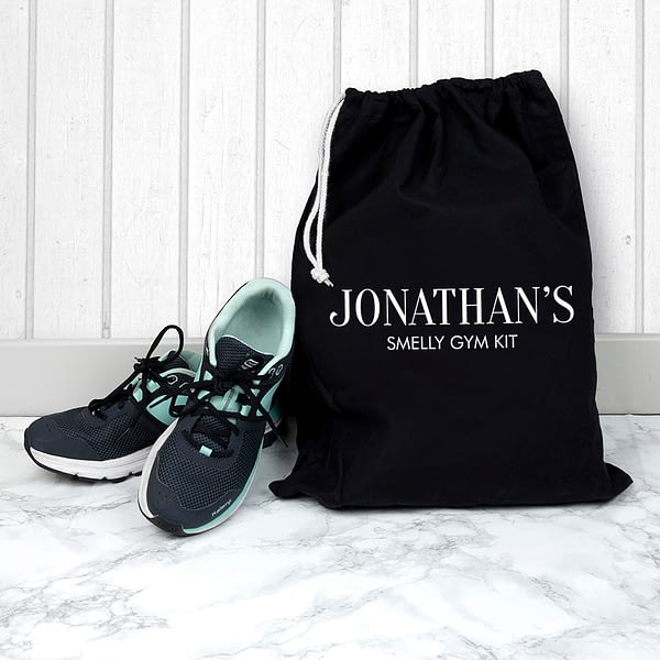 Personalised Cotton Black Gym Bag