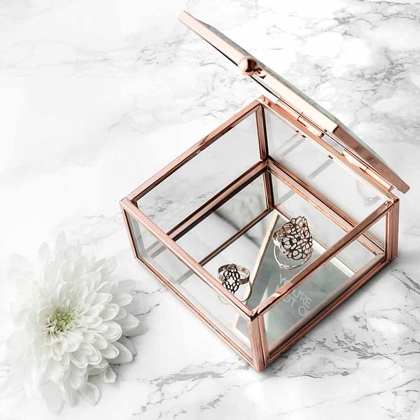 Personalised Rose Gold Glass Trinket Box