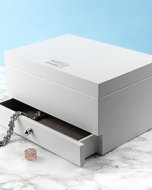 Personalised Luxe Powder White Jewellery Box