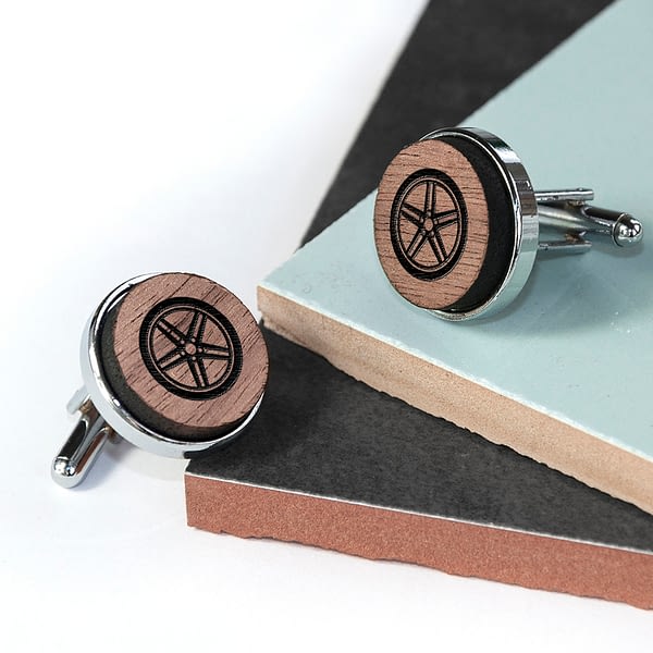 Iconic Hobbies Engraved Round Walnut Cufflinks