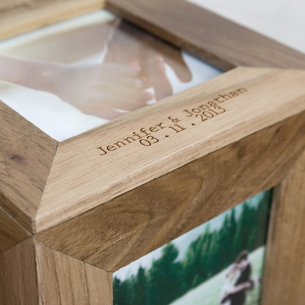 Personalised Oak Photo Cube Keepsake Box