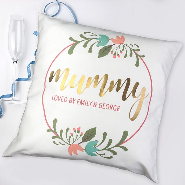 Personalised Floral Wreath Cushion Cover