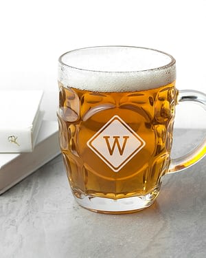 Diamond Monogrammed Dimpled Beer Glass