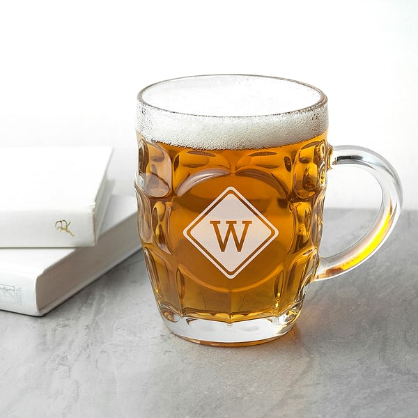 Diamond Monogrammed Dimpled Beer Glass