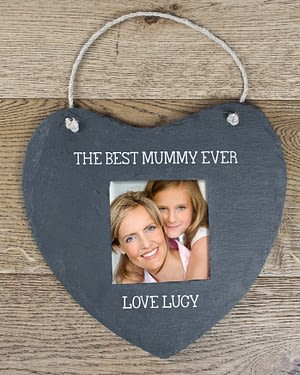 Personalised Heart Shaped Hanging Slate Picture Frame