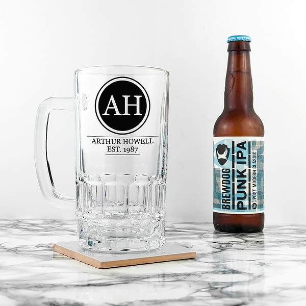 Circle Monogram Beer Glass Tankard