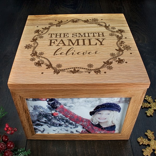 Personalised Our Family Believes Christmas Memory Box