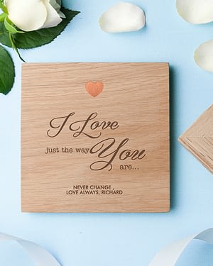 Personalised Just The Way You Are Oak Photo Cube