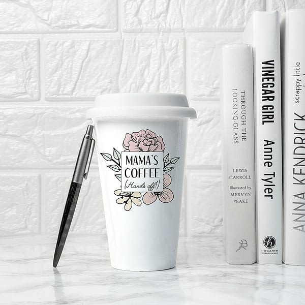 Personalised Hands Off Ceramic Travel Mug