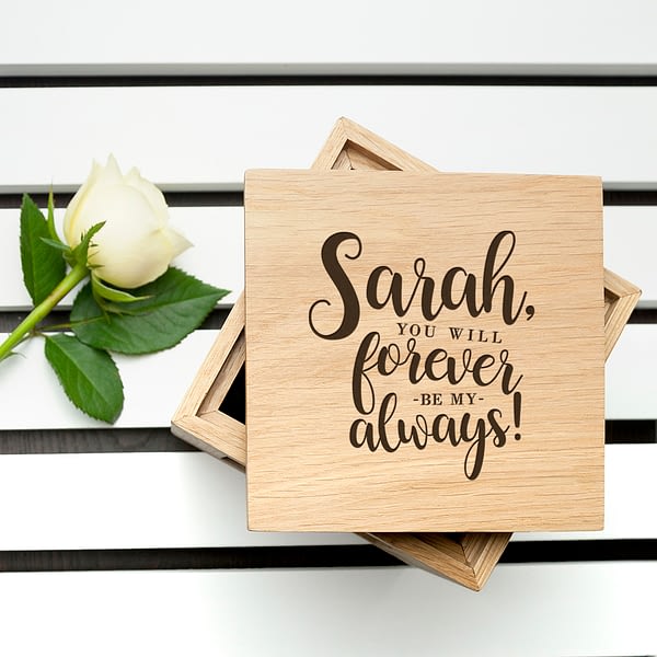 Personalised Forever My Always Oak Photo Cube