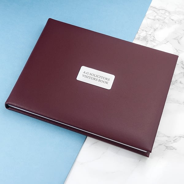 Personalised Burgundy Leather Visitors Book