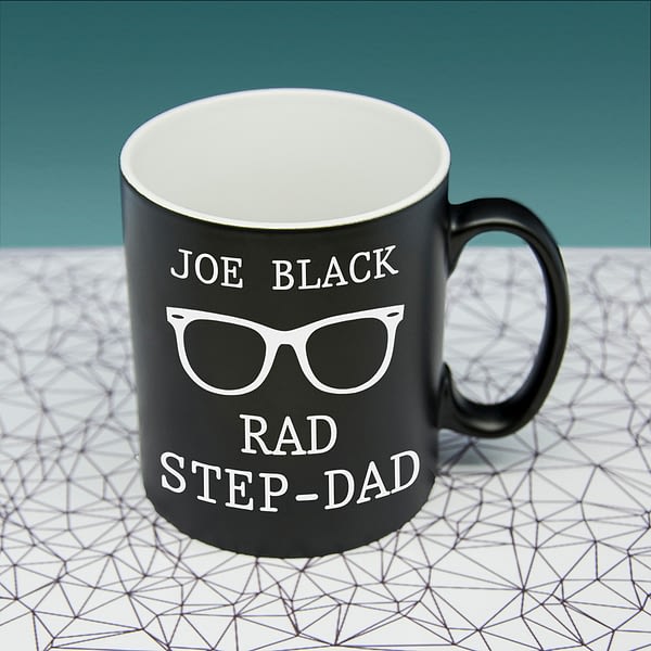 Rad Step Dad Black Matte Mug