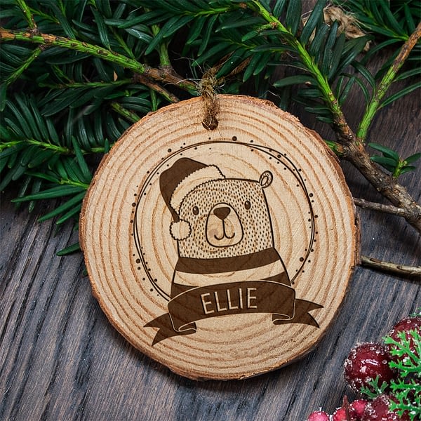 Personalised Woodland Bear Christmas Tree Decoration