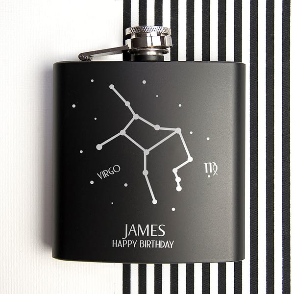 Star Constellation Matte Black Hip Flask