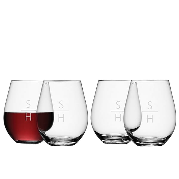 LSA Monogrammed Stemless Red Wine Glass