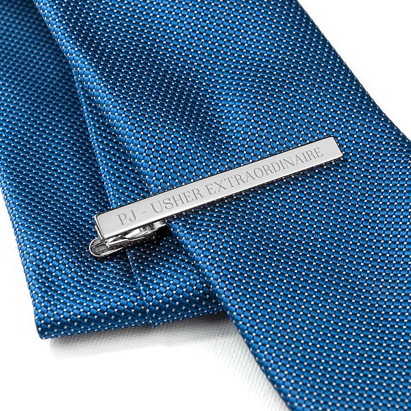 Personalised Rhodium Plated Tie Clip