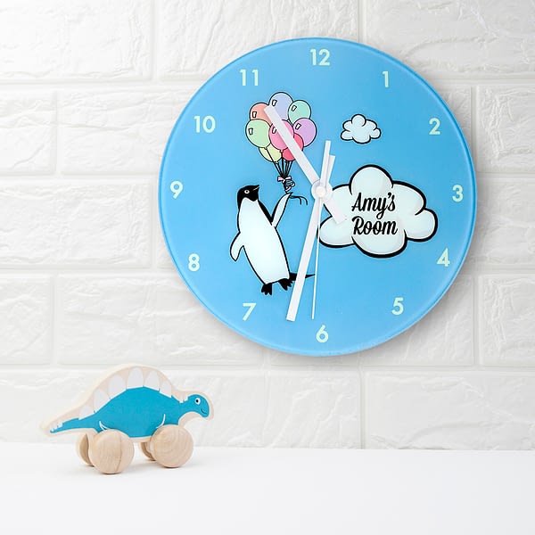 Percy Penguin Personalised Wall Clock