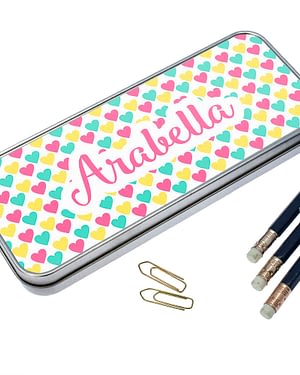 Colourful Heart Pattern Pencil Case