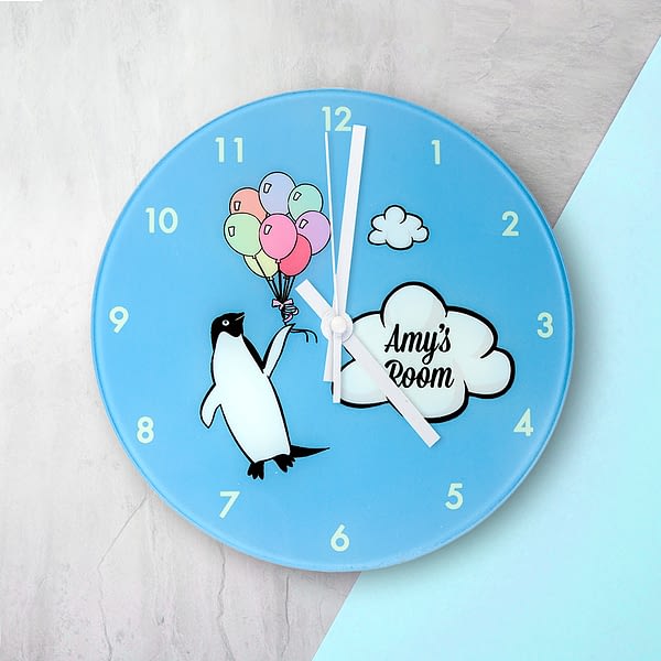 Percy Penguin Personalised Wall Clock