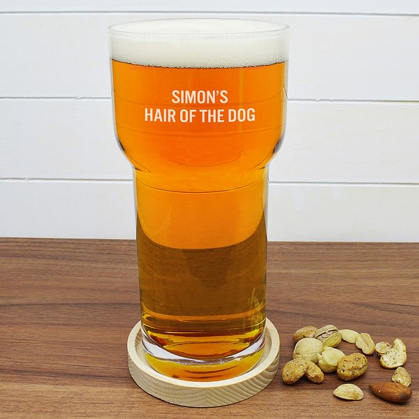 Personalised LSA Pint Glass With Ash Wood Coaster