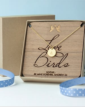 Personalised Love Birds Necklace & Keepsake