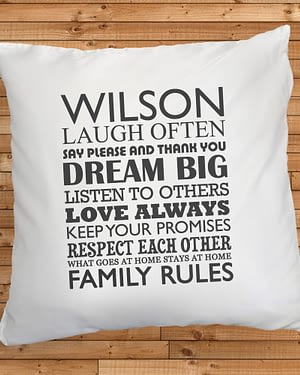 Personalised Family Rules Cushion Cover