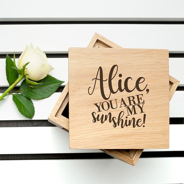 Personalised My Sunshine Oak Photo Cube