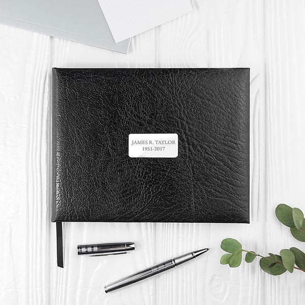 Personalised Black Leather Memoriam Book