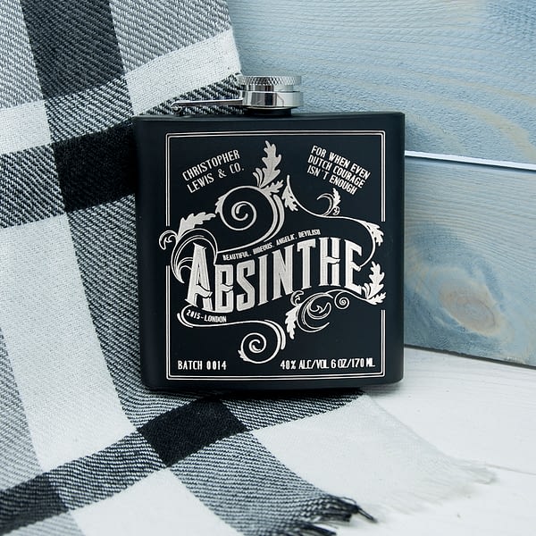 Personalised Absinthe Vintage Hip Flask