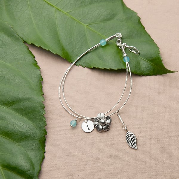 Personalised Forget Me Not Friendship Bracelet With Blue Topaz Stones