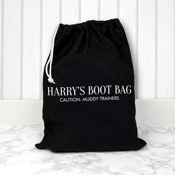 Personalised Black Boot Bag