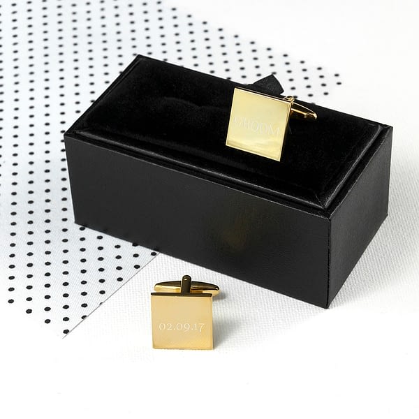 Personalised Square Gold Plated Cufflinks