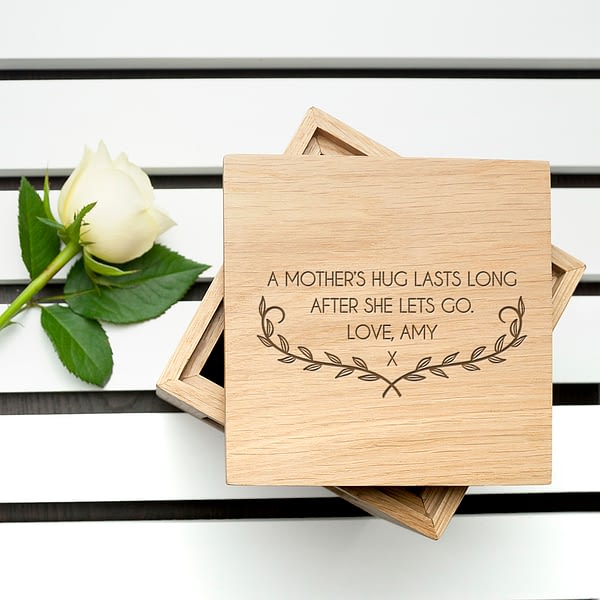 Personalised Mother's Love Oak Photo Cube