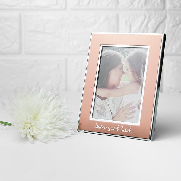 Personalised Small Rose Gold Metal Photo Frame