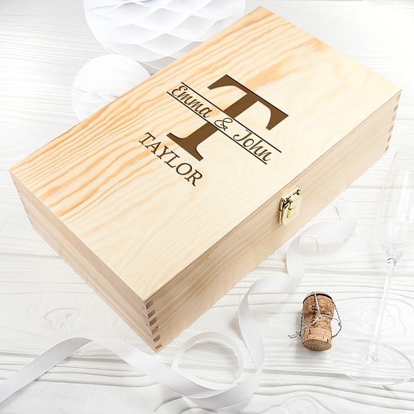 Personalised Couple Monogram Wine Box