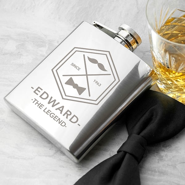 Legend Dad's Silver Hip Flask