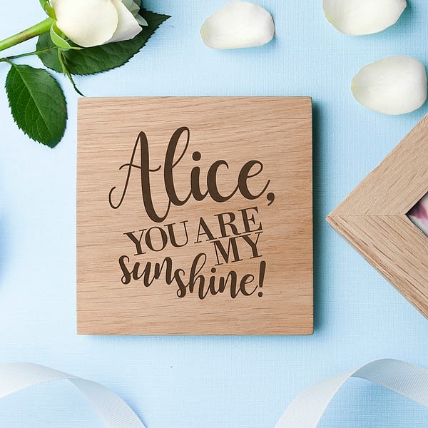 Personalised My Sunshine Oak Photo Cube