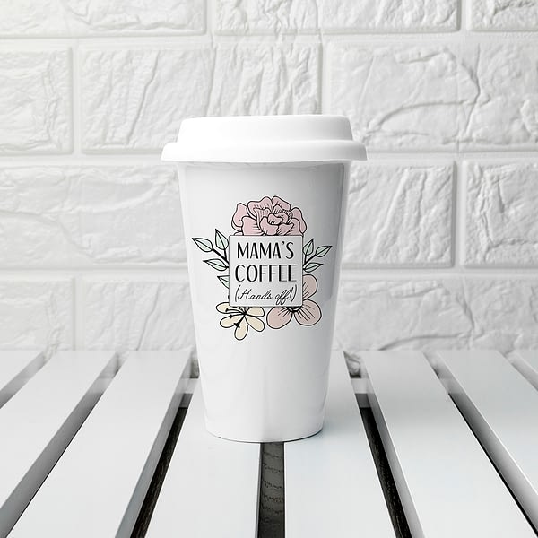 Personalised Hands Off Ceramic Travel Mug