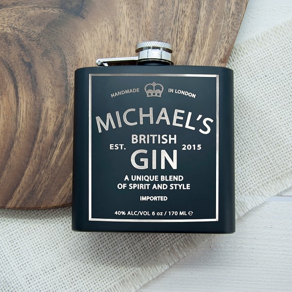 Personalised Gin Vintage Hip Flask