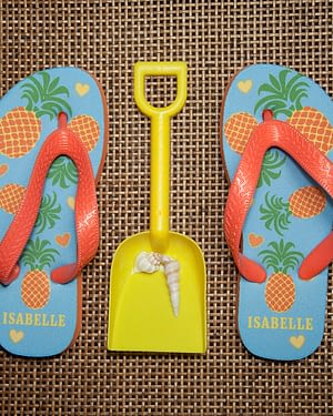 Partying Pineapples! Child's Personalised Flip Flops