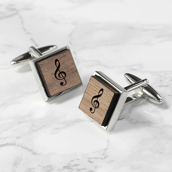 Iconic Hobbies Engraved Square Walnut Cufflinks