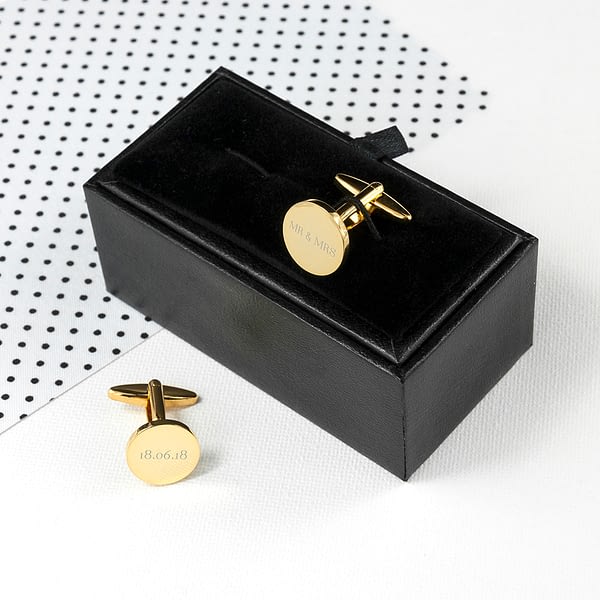 Personalised Round Gold Plated Cufflinks