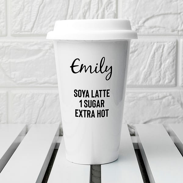 Personalised Name and Order Ceramic Travel Mug