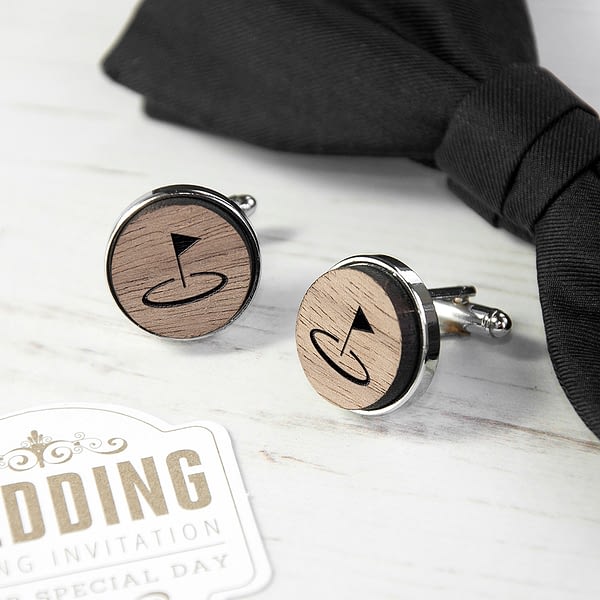 Iconic Hobbies Engraved Round Walnut Cufflinks