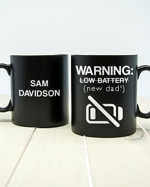 Warning: New Dad Black Matte Mug